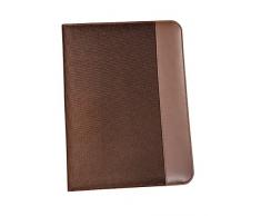 Genie elegante - Carpeta archivadora, A4, extra fina y resistente, piel sintética, incluye: bloc de notas, portalápices, bolsillo, compartimento para tarjetas de visita, color marrón