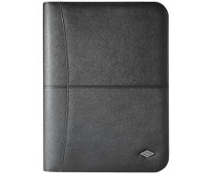 Wedo 586001 carpeta de conferencias Accento DIN A4 (piel sintética, cremallera, varios compartimentos Interior y Exterior gummizugsch Correr, mecanismo de 4 Anillo Incluye Bloc de notas, color negro