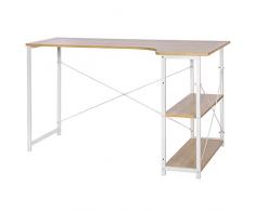 Woltu Escritorio tsb11hei Oficina Muebles PC Mesa Oficina Mesa Mesa de Trabajo de Madera y Acero, con Estante, Aprox. 120 x 74 x 71,5 cm