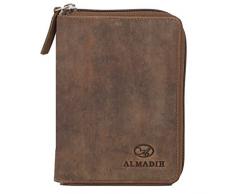 ALMADIH Carpeta de cuero A6 con cremallera Calendario 2020 + Bloc notas agenda Personal Organizador Diario Cartera de conferencias Maletin Carpeta de anillas portadocumentos Cuaderno Marrón Vintage