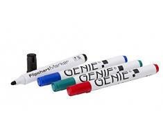 Genie Flipchart Marker (Colores Surtidos, con punta redonda, ideal para rotafolio y bloques de texto, Ancho de trazo 1 – 3 mm, 8 unidades, contenido: 2 x Negro, Azul, Rojo y Verde)