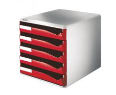 Leitz 52800025 - Cajonera para oficina (5 cajones, 291 x 352 x 291 mm), color rojo y gris