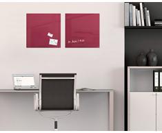 Sigel GL272 artverum - Pizarra de cristal magnética / Tablero de notas magnético en vidrio, rojo frambuesa, 48 x 48 cm