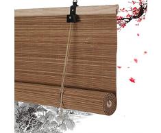 HAIPENG-Persianas estores de bambú Enrollable Ventanas Enrollar Ciego Persianas Ventana Porche Jardín Armario Fácil instalación Carbonizado Color (Color : A, Size : 90x220cm)