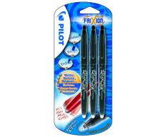 Pilot Frixion - Bolígrafo roller de tinta borrable (3 unidades), color negro