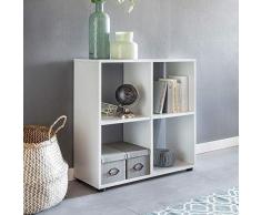 Wohnling Diseño Estante Zara con 4 Compartimentos Color Blanco 70 x 72 x 29 cm | Estantería Madera, pie | Carpeta Estantería biombos Dados de estantería Modern | Estantería de almacenaje Abierto