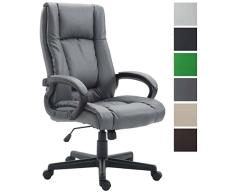 CLP Silla de Oficina XL Sparta en Cuero PU I Silla Ejecutiva Giratoria I Silla de Escritorio Regulable en Altura I Silla Ergonómica I Color: Gris