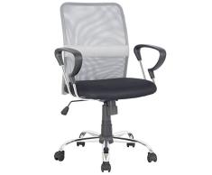 SixBros. Sillón de Oficina Silla de Oficina Silla giratoria Gris/Negro - H-8078F-2/2060
