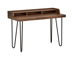 Marca Amazon - Rivet - Escritorio moderno de madera y metal con patas de horquilla, 119 cm de ancho (nogal)