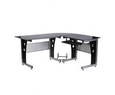 Mesa de Oficina Tipo Escritorio para Ordenador de Cristal ala Esquinera