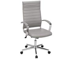 AmazonBasics - Silla giratoria de ejecutivo con respaldo alto, poliuretano Puresoft estriado, gris