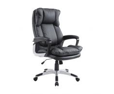 HOMCOM Silla Giratorio de Oficina Sillón de Escritorio Ergonómica con Ruedas y Reposabrazos Altura Ajustable PU Negro