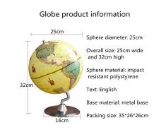Mundo educativo duradero Enseñanza de decoración de mesa giratoria globo 25 cm Enseñanza de decoración mundo globo antiguo escritorio decorativo Aprendizaje geográfico / decoración de la habitaci