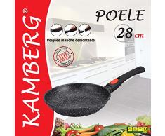 Kamberg - 0008023 - Sartén 28 cm - Mango Extraíble - Aluminio Fundido - Revestimiento Piedra antiadherente - Todos los incendios, incluida la inducción - Sin PFOA