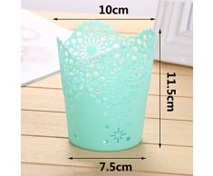 Dylandy - Soporte para bolígrafo de plástico con encaje, organizador de lápices, contenedor de escritorio, soporte para brochas de maquillaje, para oficina en casa (verde), color blanco 10*11.5*7.5CM