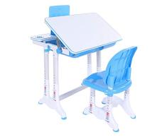 lyrlody Juego de Escritorio y Silla para Niños Inclinación Ajustable Mesa de Estudio para Infantil Pupitre del Hogar Colegio Mesa de Pintura Azul