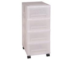 Cajonera con ruedas, cajonera con 4 cajones, cajonera de oficina, cajonera de plastico Blanco, cajonera archivador - SDC-004
