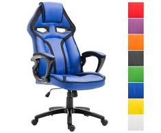 CLP Silla De Oficina Racing Chicane En Cuero Sintético I Silla Gaming Regulable En Altura I Silla Ordenador Ergonómica & con Ruedas I Color: Azul