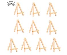 BESLIME Mini caballete expositor de madera - Mini caballete de madera | Pack de 10 atriles miniatura | para exponer lienzos pequeños, tarjetas de visita y fotos
