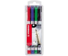 STABILO Write-4-all - Marcador permanente especial CD/DVD - Estuche con 4 colores - Punta fina