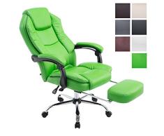 CLP Silla De Oficina Castle En Cuero PU I Silla Ejecutiva Reposapiés Extraíble & Respaldo Reclinable I Silla De Escritorio Ergonómica I Color: Verde