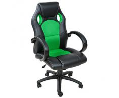 TecTake Silla de escritorio de oficina, Racing - disponible en diferentes colores (Verde)