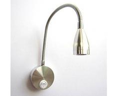 ULTNICE AC 85-265V 3W 360 grados brazo flexible LED luz de la pared LED luz de lectura lámpara de cabecera con interruptor (blanco cálido)