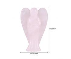 Crystal Energy Chakra Reiki Healing Guardian Angel Shape Mini Estatuilla Estatua Ornamento Healing Stone Alas de Ángel Regalo para Escritorio decoración del Hogar(Pink)
