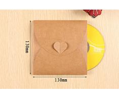 50 bolsas de regalo, diseño de corazón sobre Funda para CD y DVD papel Kraft