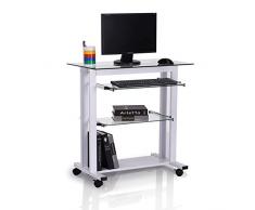Mesa de Ordenador PC Oficina Despacho Escritorio Estante 80x51x83cm Vidrio NUEVO