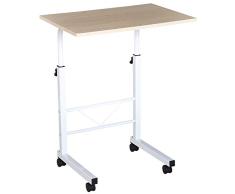 HOMCOM Mesa de Ordenador Escritorio de Computadora para Hogar Oficina Altura Ajustable Mesa Compacta con Ruedas 60x40x68-78cm Color Blanco