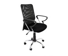 La Silla Española Salamanca Oficina sin Reposacabezas, Piel_sintética, Negro, 51.50x113x63.50 cm;tela