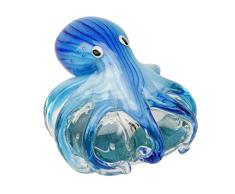 Figura decorativa con texto en inglés les Objets dArt Glass - azul Pulpo pisapapeles con forma de diseño de Rock