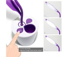 iEGrow lámpara De Cabecera, lámpara De Mesa Regulable De la lámpara De Escritorio De la lámpara De la Noche De Dimmable LED, 1 W 3 Niveles de Brillo Regulable, Sensible Al Tacto, Flexible luz de lectura (Púrpura)