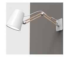 Mantra - Aplique de pared 1 Luz, brazo de madera largo, colección Looker 3773. Color Blanco y madera.