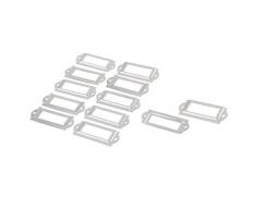 sourcing map Oficina en el hogar Gabinete de metal Caja de cajones Caja Etiqueta Etiqueta Titulares de tarjetas Tono plateado 60 x 24 mm 12 piezas Tono plateado