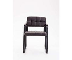 CLP Silla para Visitas Canada B Tapizada En Cuero Sintético I Silla De Espera con Reposabrazos I Silla Confidente con Base De Metal I Color: Marrón, Metal Negro Mate