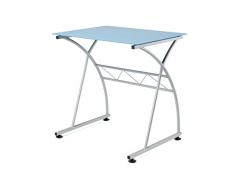 Due-home - Mesa Escritorio Ordenador Newton, Cristal Azul Estructura metálica, Medidas 70x54x73 de Altura