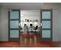 WBD-FSS # Acero inoxidable cepillado níquel satinado Sus304 MiniSun granero madera puerta corredera Hardware pista para trastero, lavandería, baño principal, Walk-in armario, oficina, persianas, alta movilidad áreas