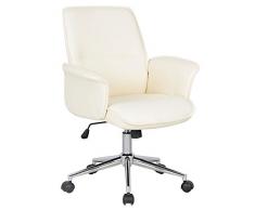 SixBros. Silla de Oficina, Silla giratoria de Escritorio, Silla de Oficina o Home-Office, Ajustable en Altura, Blanco Marfil - 0704M/2491