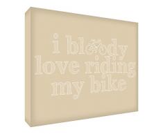 Feel Good Art I Love My Bike Sangriento Diamante Pulido Bloque de Decor//Token de Accesorios de Escritorio, Vidrio, Beige, 10.5Â x 7.4Â x 4Â cm