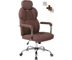 CLP Silla De Oficina Almelo Tapizada En Tela o Simil Cuero I Silla De Escritorio Regulable En Altura I Silla De Ordenador con Ruedas I Color: Marrón, Tela