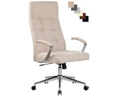 CLP Silla De Oficina Fynn Tapizada En Tela o Simil Cuero I Silla De Escritorio Regulable En Altura I Silla Ejecutiva con Ruedas I Color: Crema, Tela