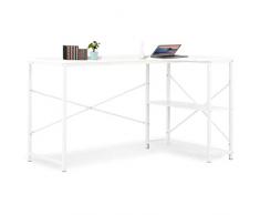 Tidyard Escritorio para Ordenador Mesa de Ordenador con 2 estantes Esquina Escritorios Juvenil para Hogar o Oficina Blanco 120x72x70 cm
