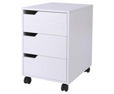 Homcom Armario Archivador Móvil para Oficina Cajonera Madera 3 Cajones con Ruedas(2 con Frenos) 40x50x57.5cm MDF