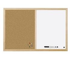 Bi-Office Budget - Pizarra Combinada de Doble Uso Blanca y Corcho, Marco de Pino, 40 x 30 cm