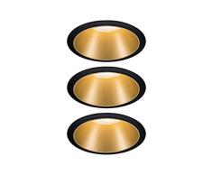 Paulmann 93404 Luminaria LED Cole redonda incl. 3x6,5 W, regulable, negro, oro mate, lÃ¡mpara empotrable, plÃ¡stico, aluminio zinc, foco de techo 2700 K, 19.5 W, 3 unidades