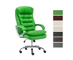 CLP Silla De Oficina Vancouver XXL En Cuero PU I Silla De Escritorio Ergonómica & con Ruedas I Silla Ejecutiva Regulable En Altura I Color: Verde