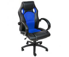 TecTake Silla de escritorio de oficina, Racing - disponible en diferentes colores (Azul)