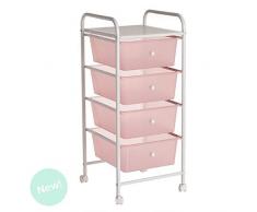 Carro Auxiliar Baño 4 Cajones Rosa